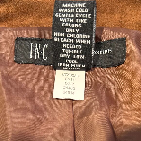 INC International Concepts Brown Ruffled Jacket Zip Front - Women's Petite Small - Picture 8 of 8